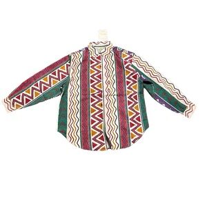 New Vintage 90s Y2K southwestern Rosettes Cotton Button  down long sleeve Sz Lg